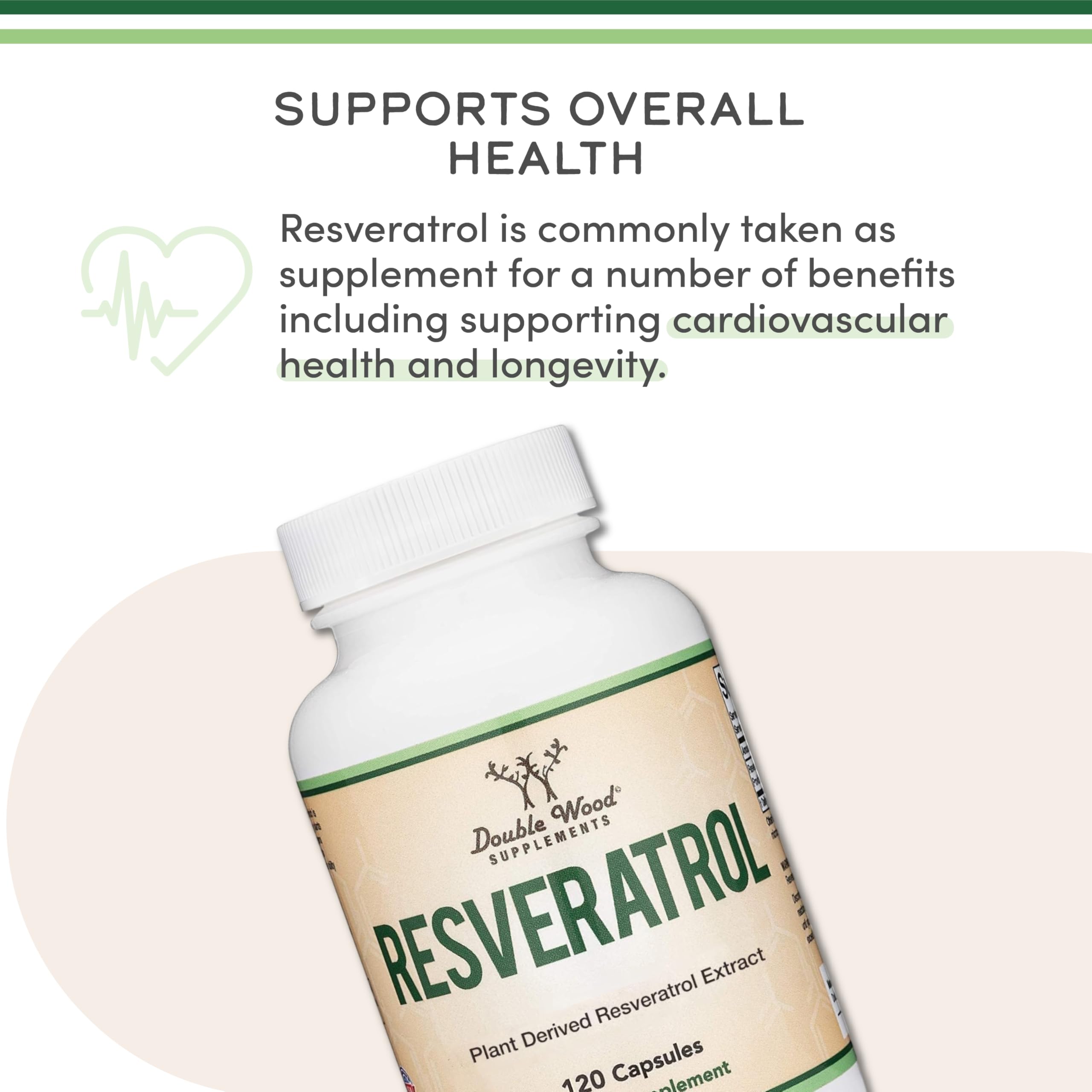 Close-up of Double Wood Resveratrol 500mg veggie capsules