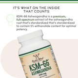Close-up of Double Wood Supplements Ashwagandha 500mg capsules