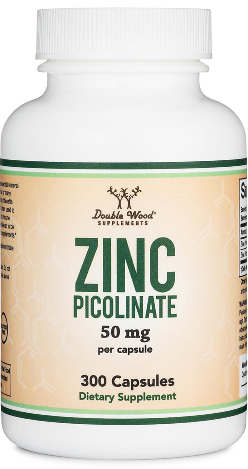 Close-up of Double Wood Zinc Picolinate capsule