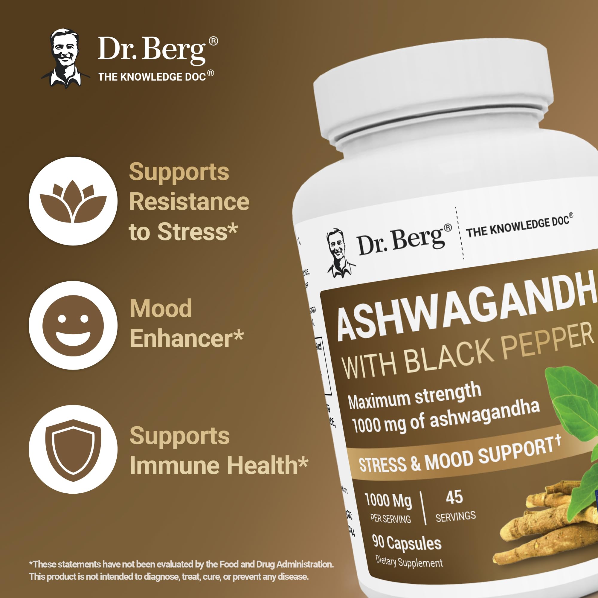 Close-up of Dr. Berg Nutritionals Ashwagandha Capsules