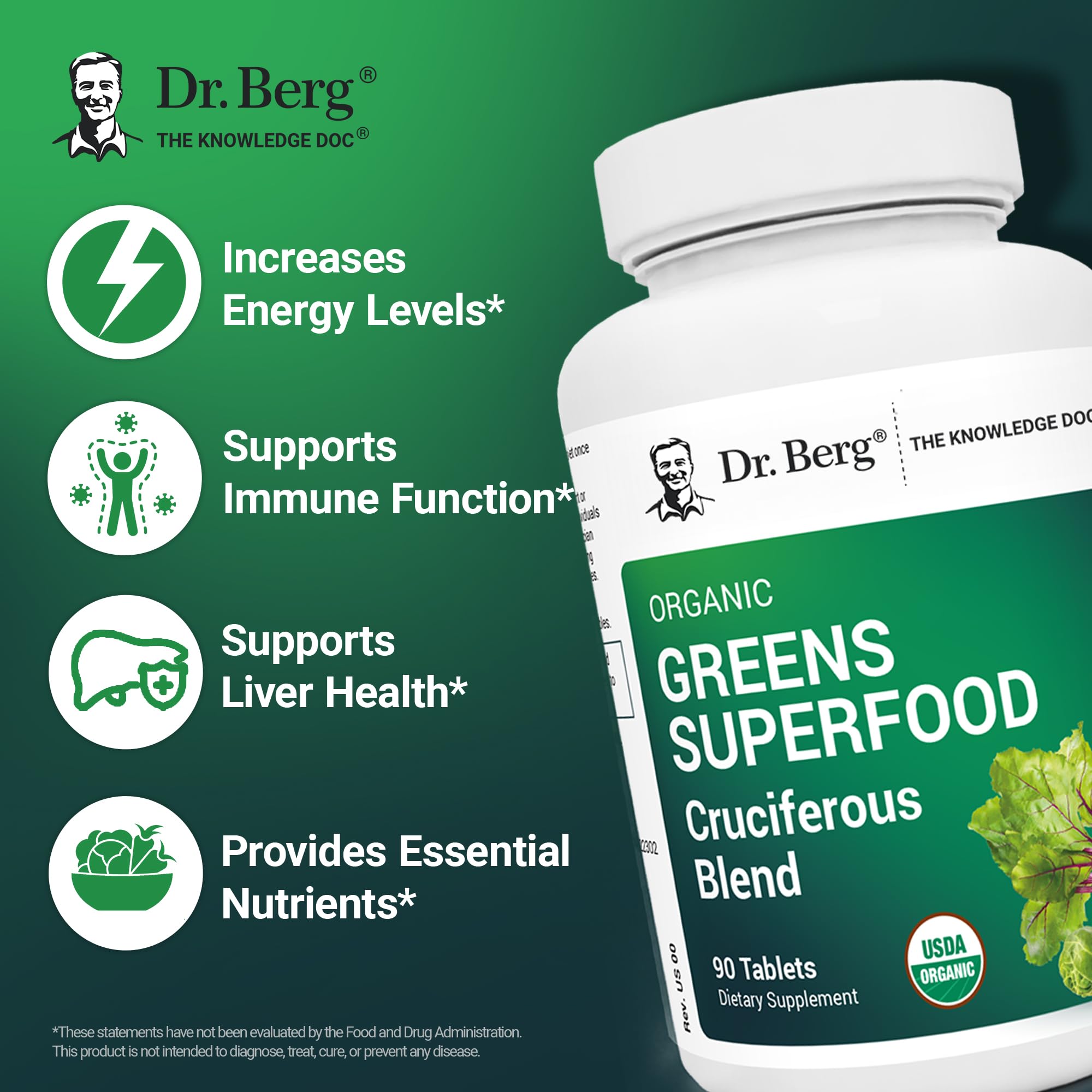 Close-up of Dr. Berg Nutritionals Organic Vegetable Supplement tablets