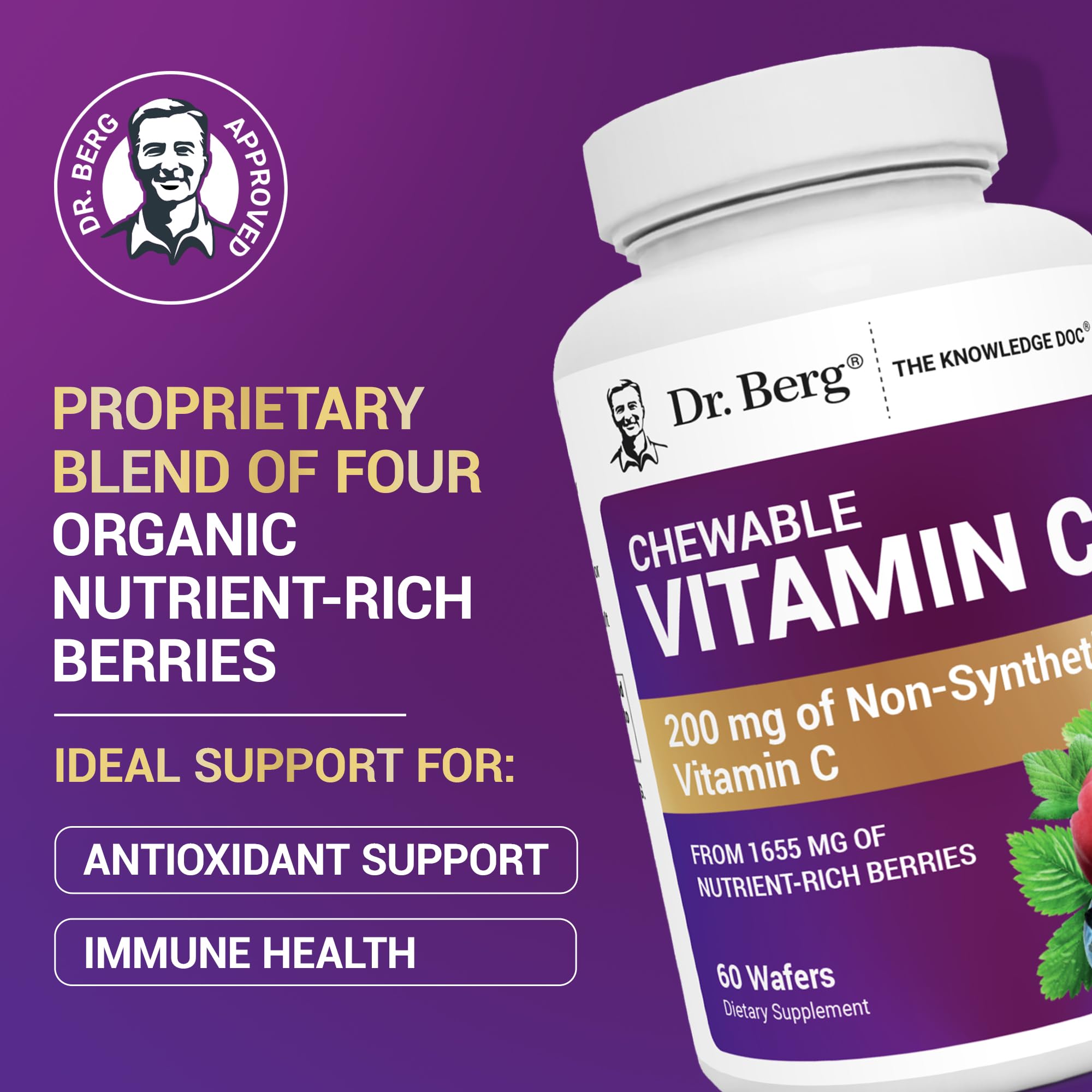 Close-up of Dr. Berg Nutritionals Vitamin C Chewable Wafers