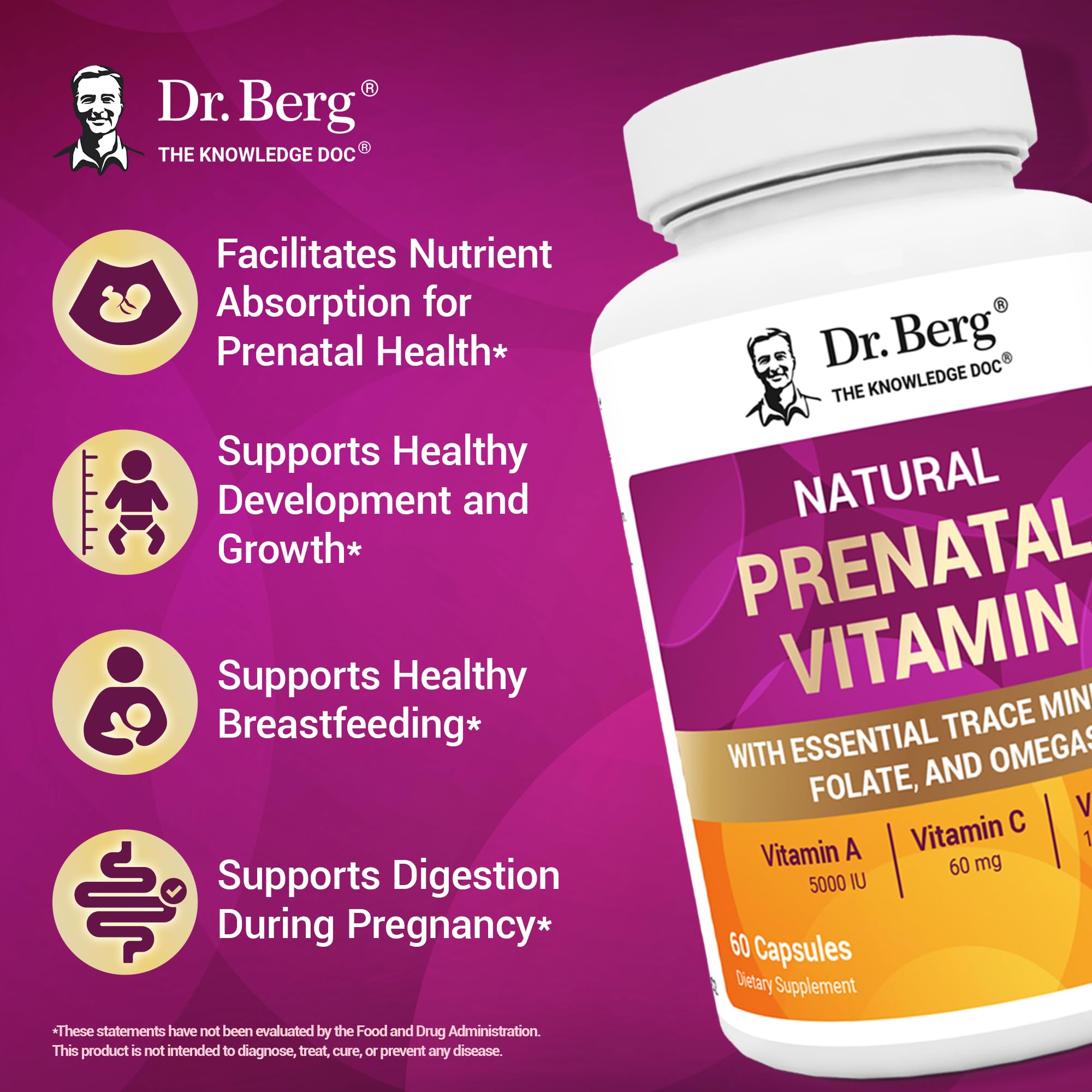 Close-up of Dr. Berg Prenatal Vitamins capsules
