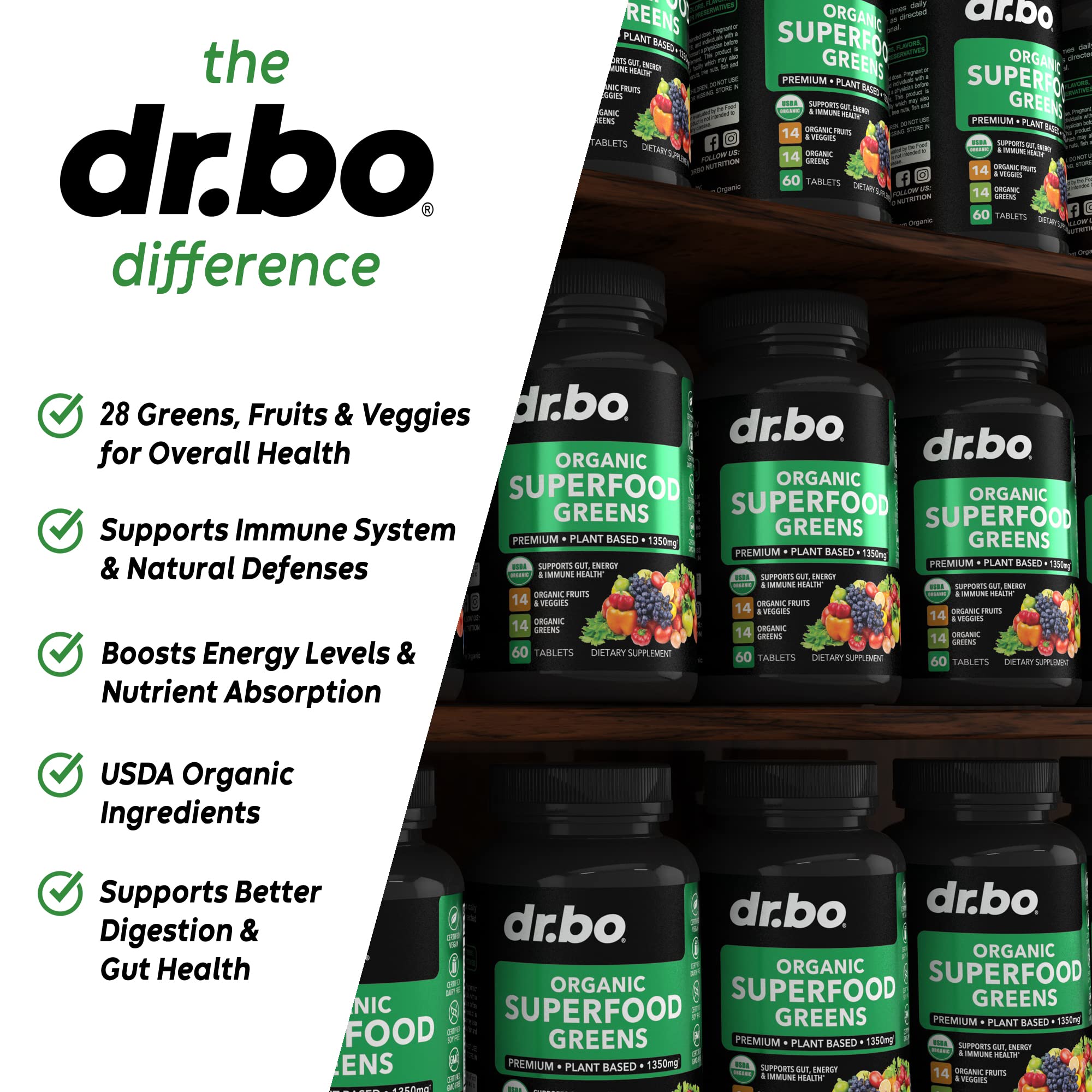 Close-up of DR. BO Organic Spirulina Tablets