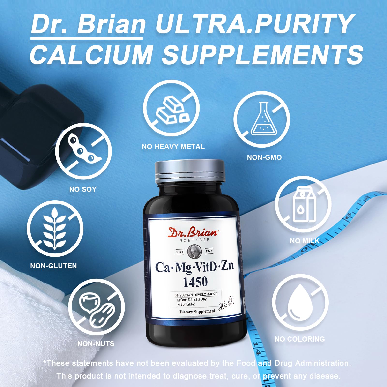 Close-up of DR.BRIAN ROETTGER Height Growth Supplement tablets
