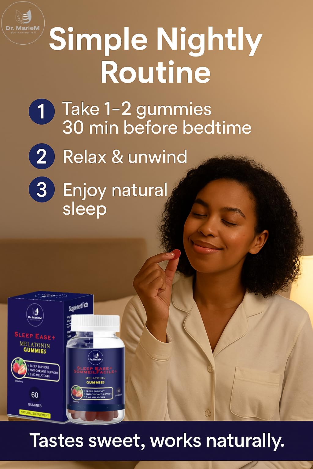 Close-up of Dr. MarieM Sleep Ease+ Melatonin Gummies