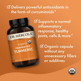 Close-up of Dr. Mercola Organic Fermented Turmeric Capsules