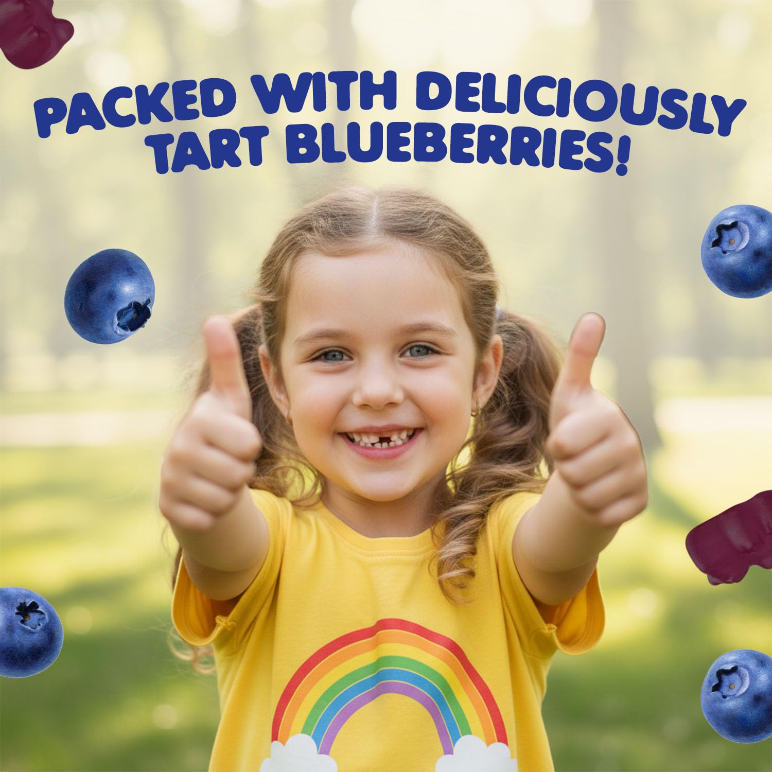 Close-up of DR. MORITZ Magnesium Gummies blueberry flavour