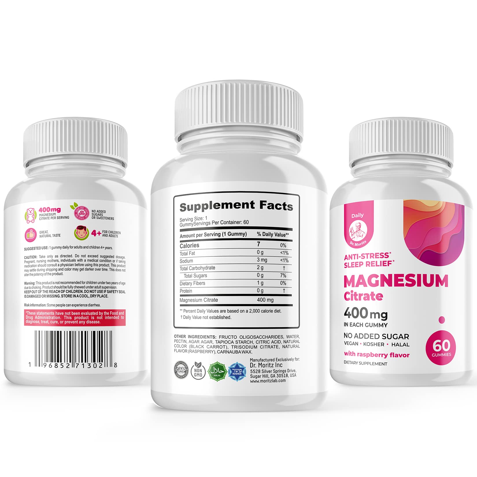 Close-up of DR. MORITZ Magnesium Gummies raspberry flavour