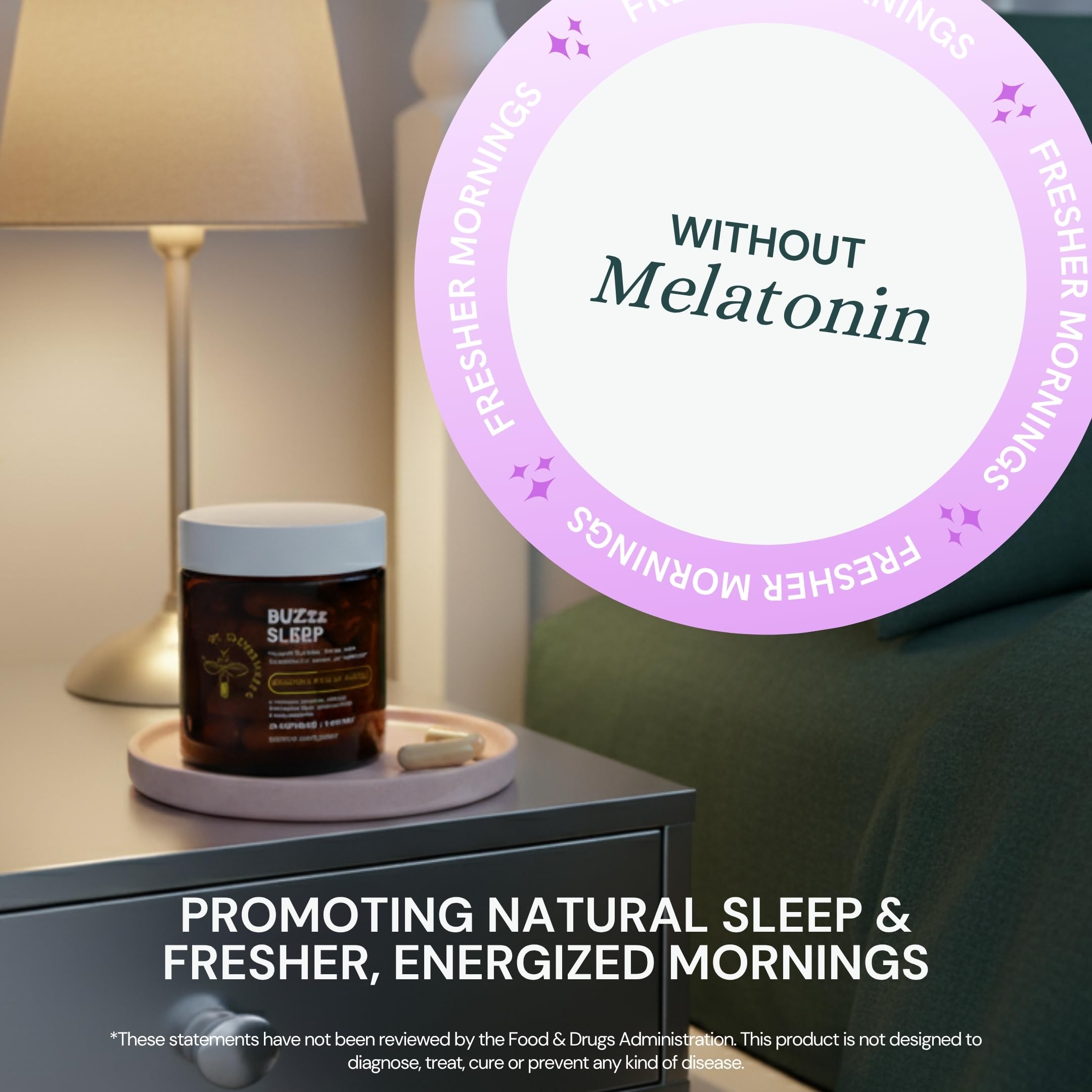 Close-up of Dr Sosnowski's BUZzz Sleep Aid capsules
