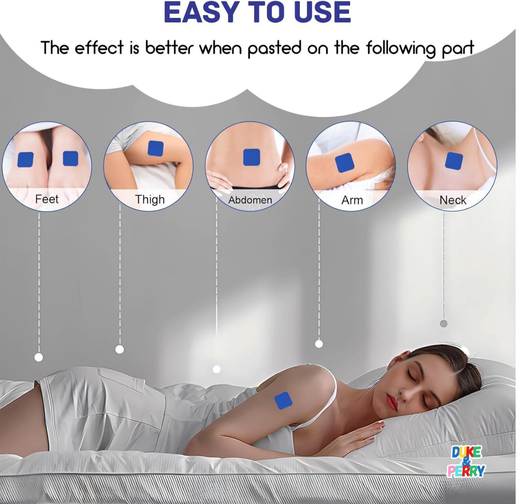 Close-up of DUKE & PERRY Deep Sleep Patch showing herbal ingredients