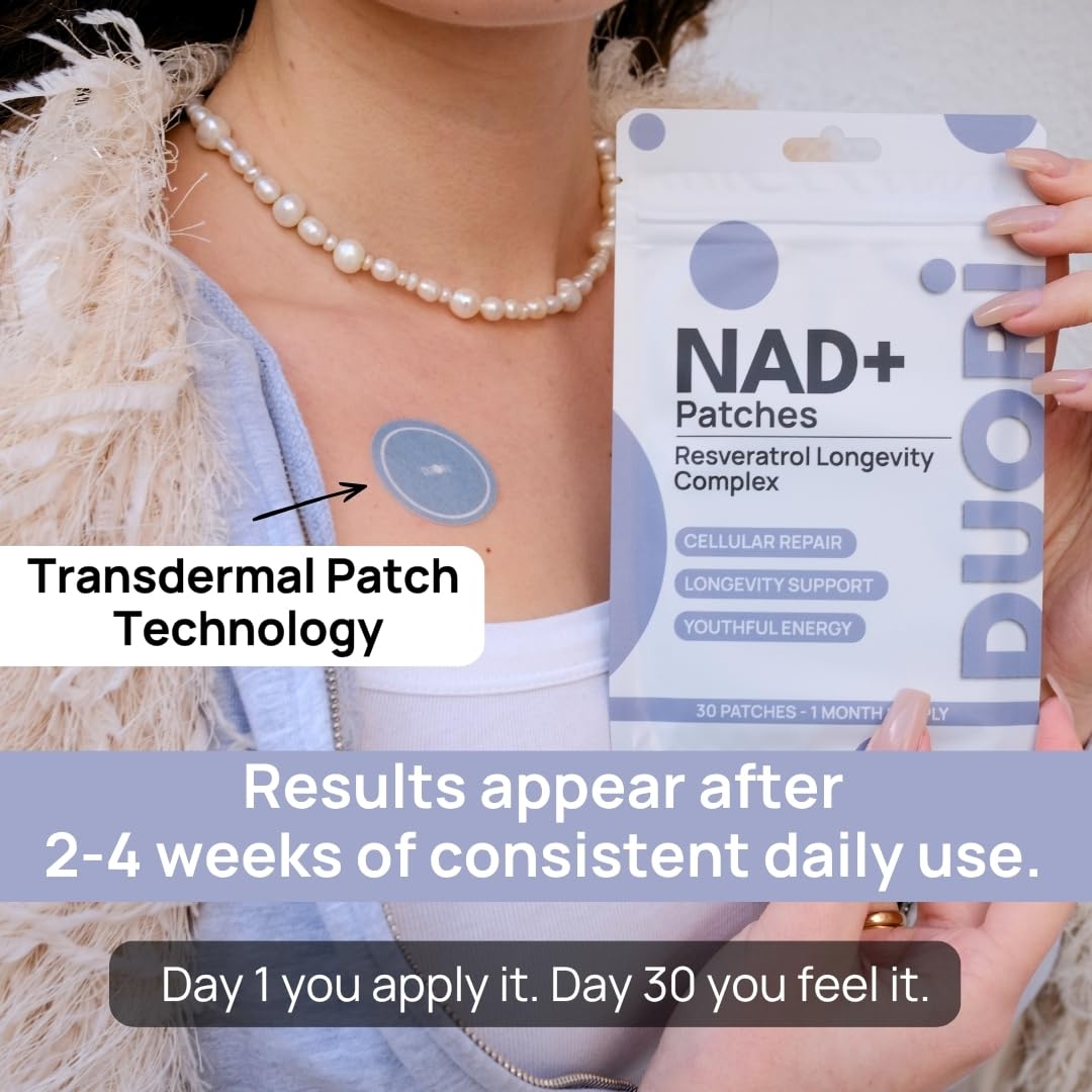 Close-up of DUORI Resveratrol Patch with ingredients listed