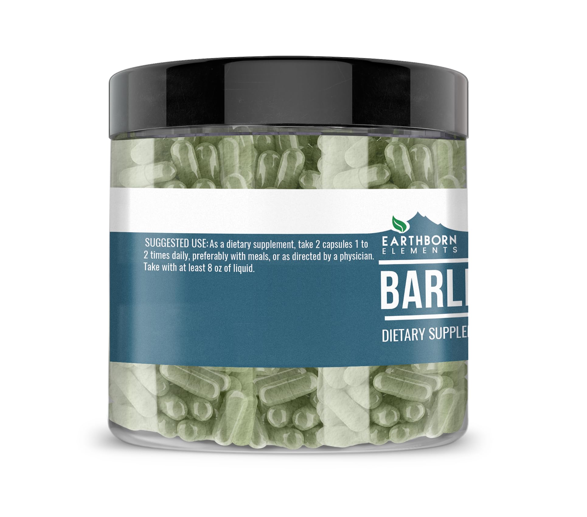 Close-up of Earthborn Elements Barley Grass Capsules