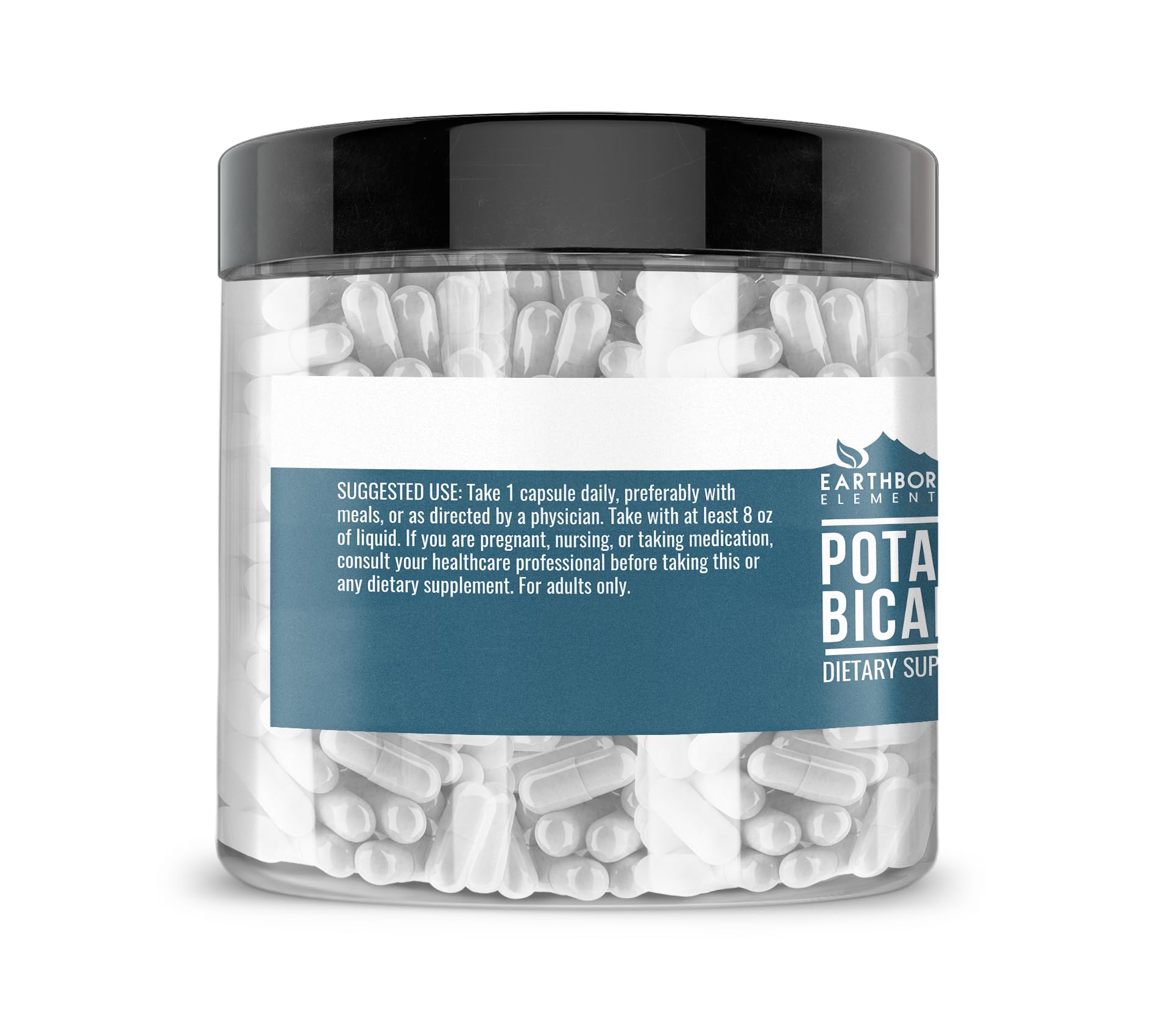 Close-up of Earthborn Elements Potassium Bicarbonate capsules