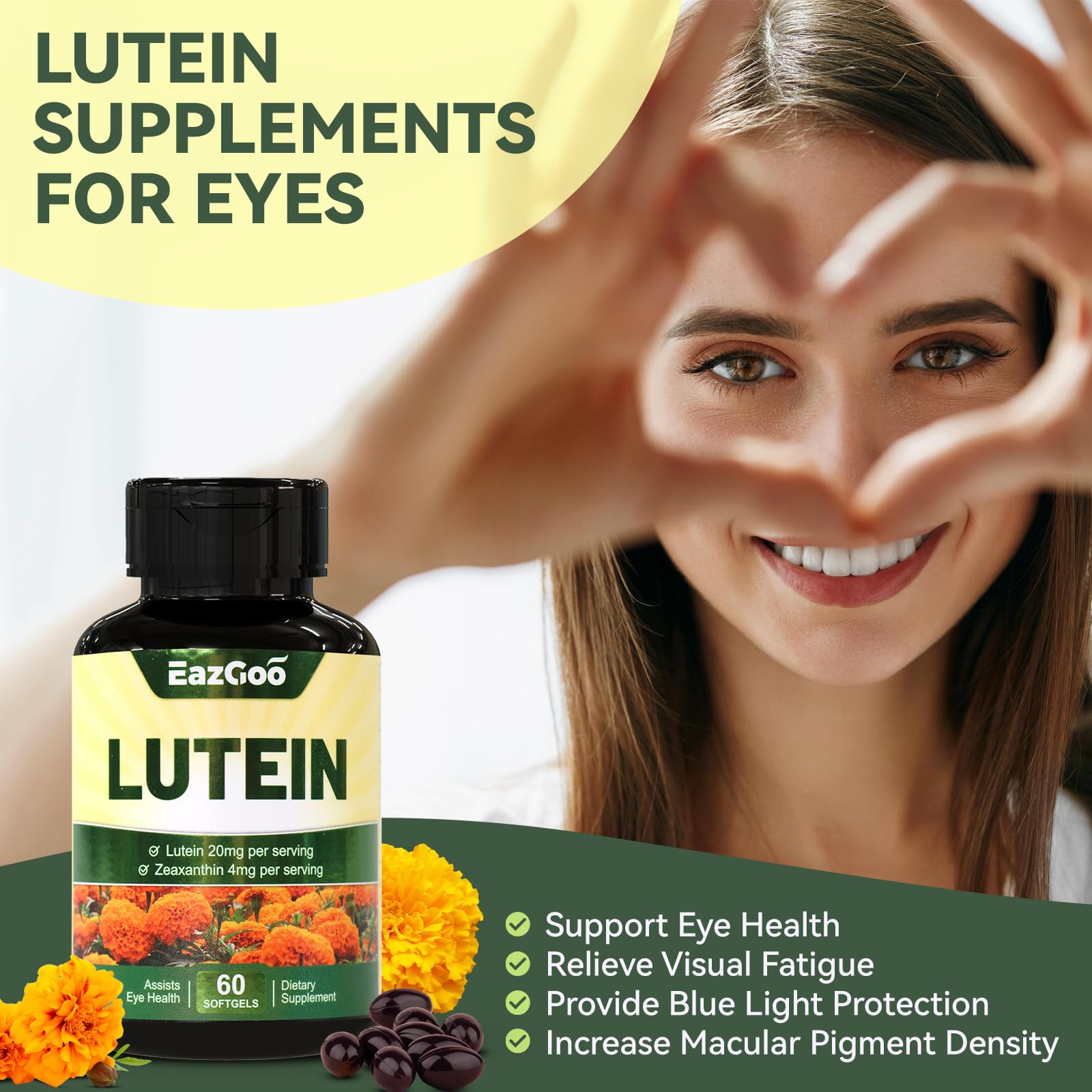 Close-up of EAZGOO Lutein softgel