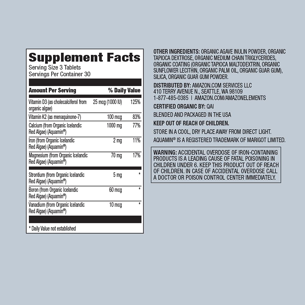 Close-up of Elements Organic Whole Food Calcium & Magnesium tablets