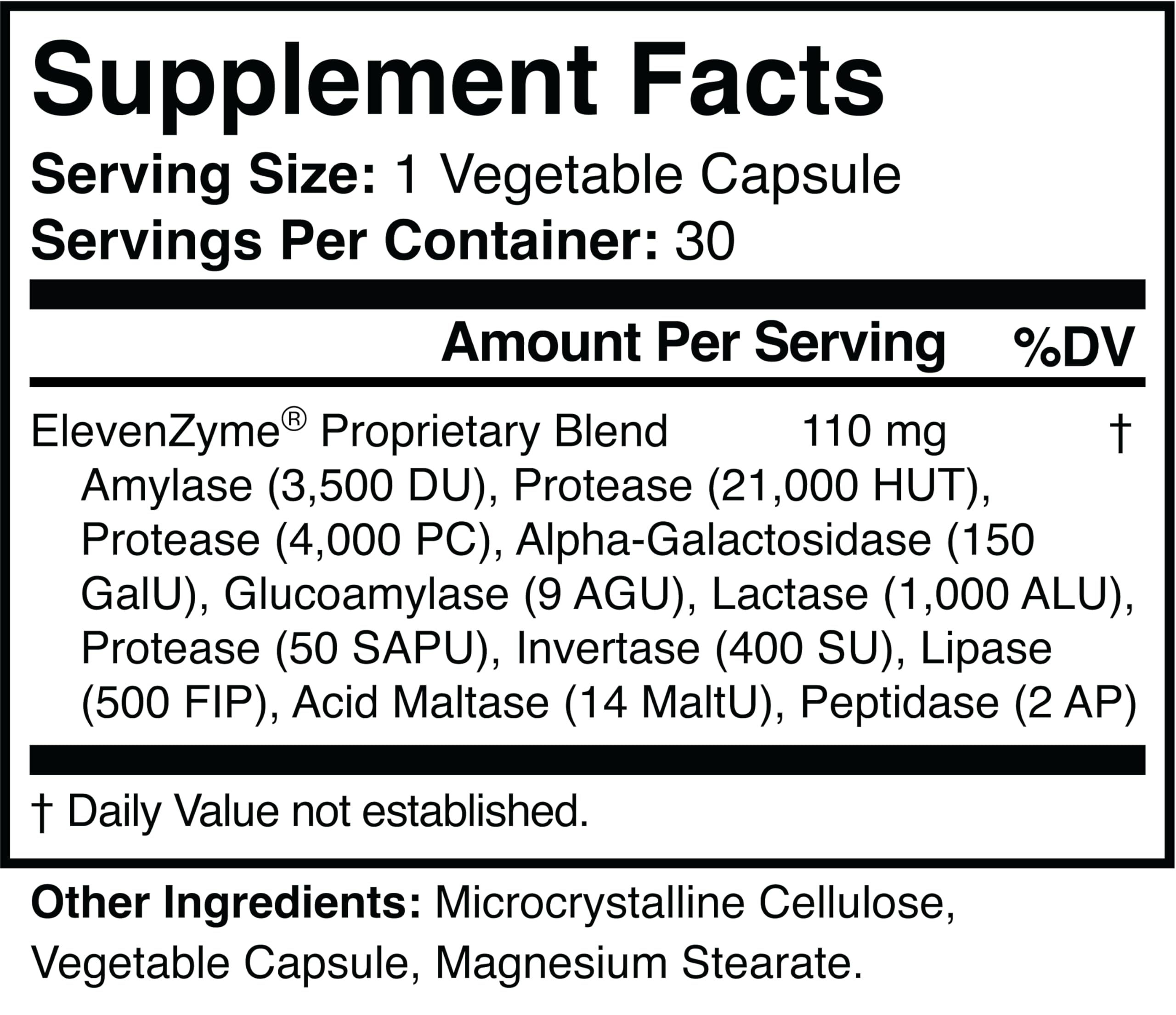 Close-up of ElevenZyme Multi-Enzyme Supplement capsules