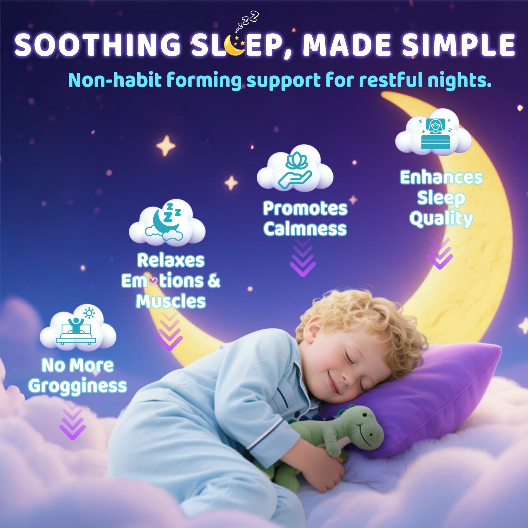 Close-up of ELLAMENTZ Kids Sleep Gummies in natural strawberry flavour
