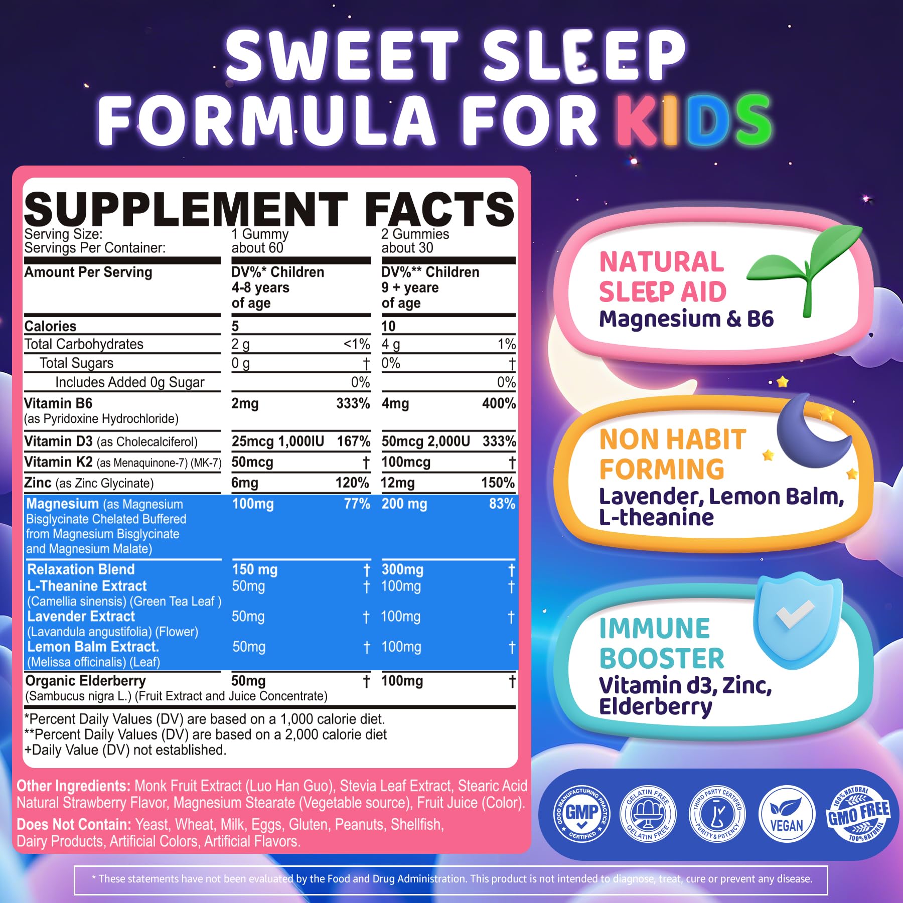 Close-up of ELLAMENTZ Sleep Gummies strawberry flavour