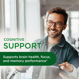 Close-up of EMERALD LABS Mushroom Memory & Focus Health capsules
