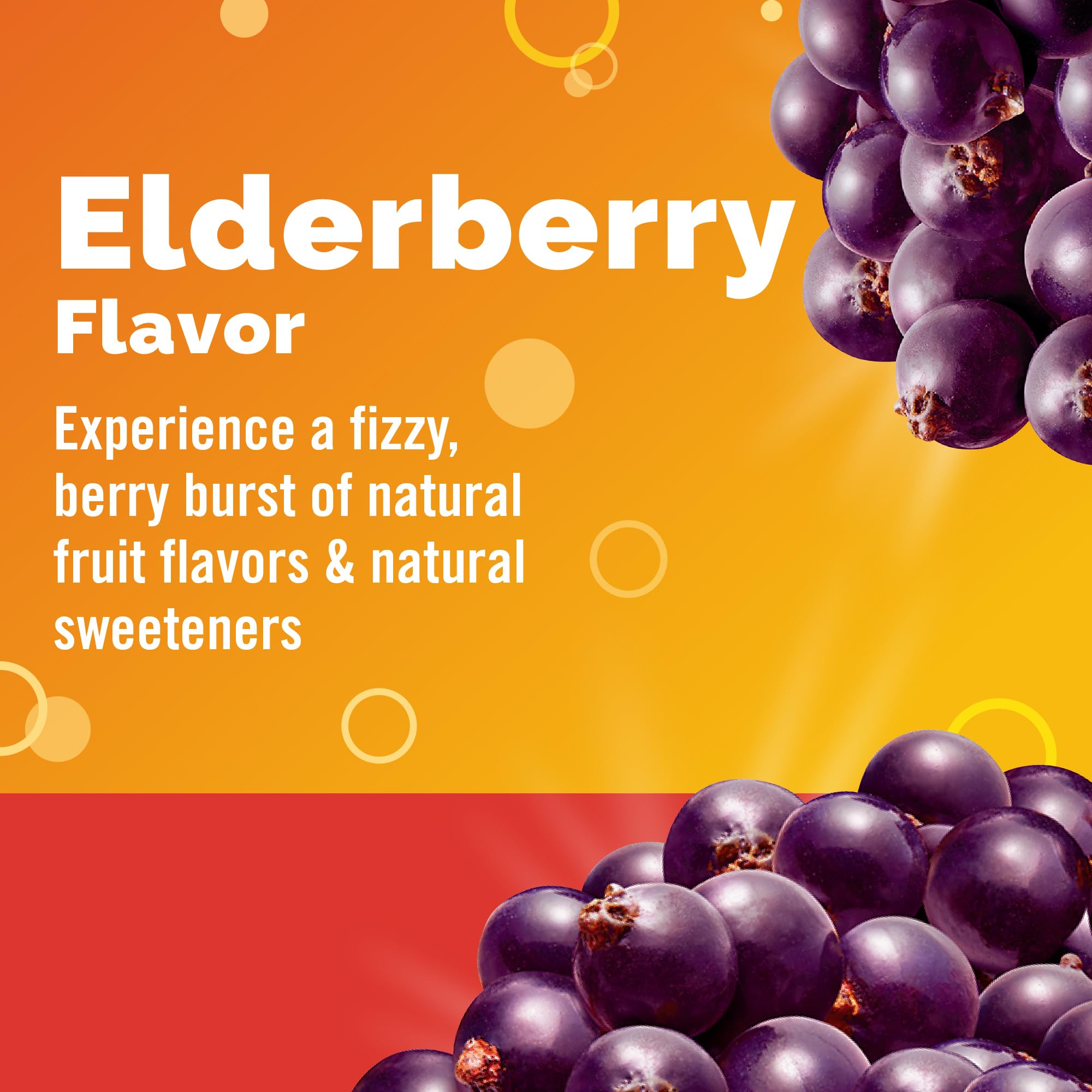 Close-up of Emergen-C Elderberry drink mix powder