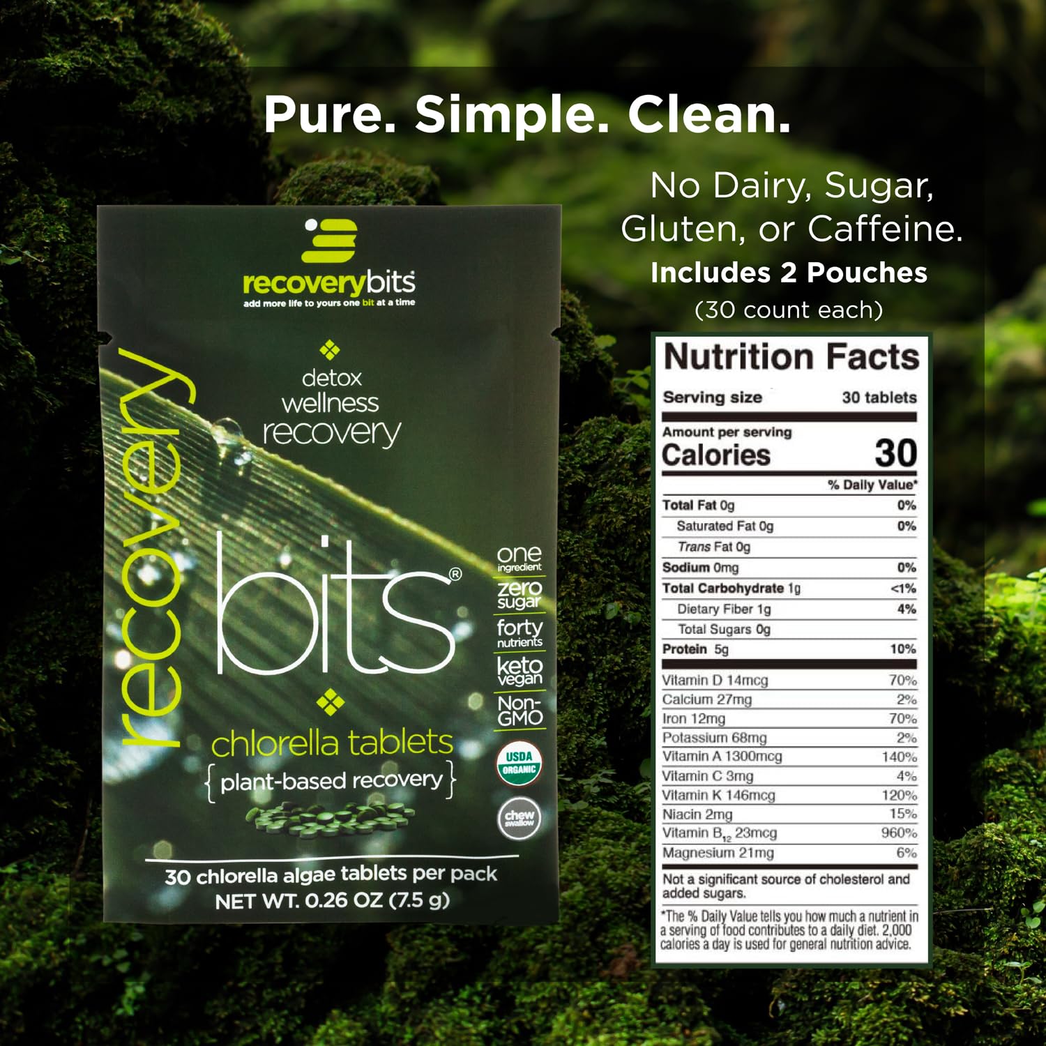 Close-up of ENERGYBITS Spirulina tablet