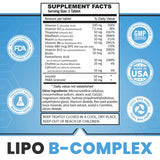 Close-up of ES Global Brands Lipo B-Complex ingredients list