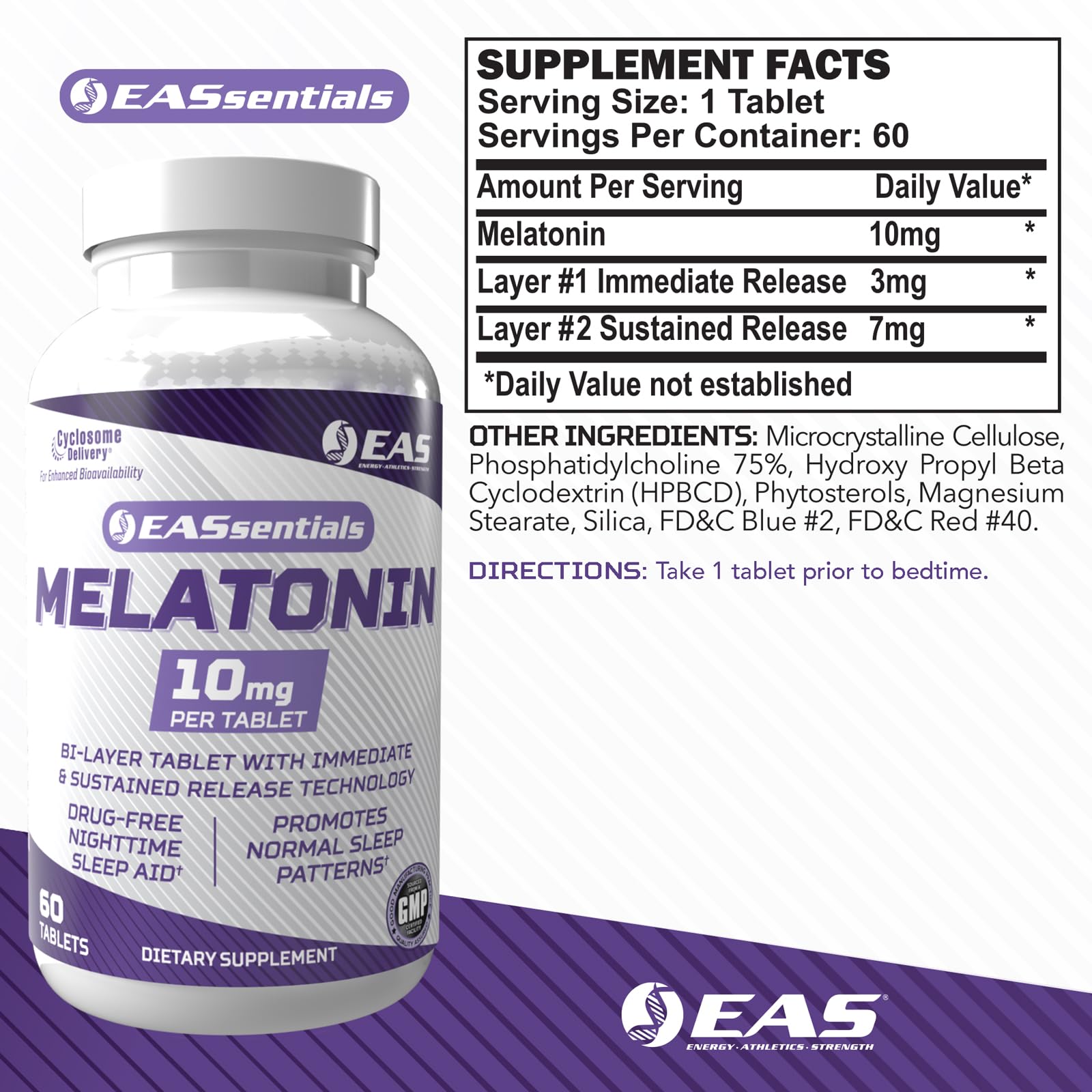 Close-up of Experimental and Applied Sciences Melatonin 10mg Tablets