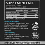 Close-up of Extravagant Value Iron + Vitamin C 1000mg supplement tablets