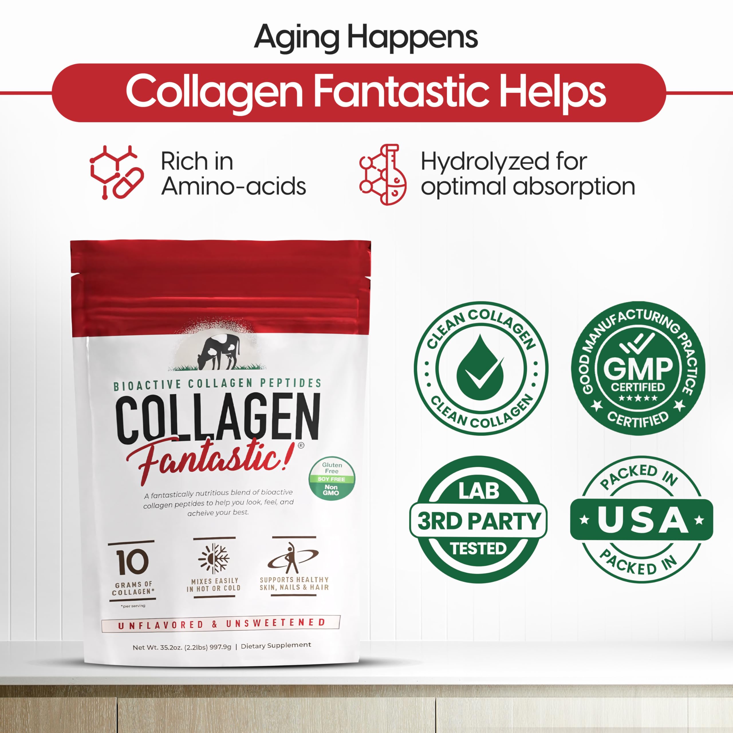 Close-up of Fantastic Nutrition Collagen Peptides Powder