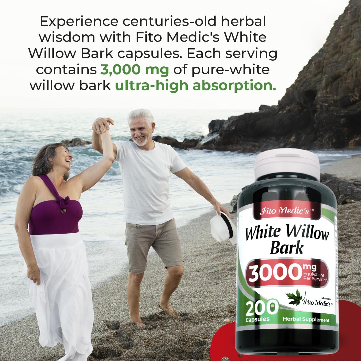 Close-up of FITO MEDIC'S White Willow Bark capsules