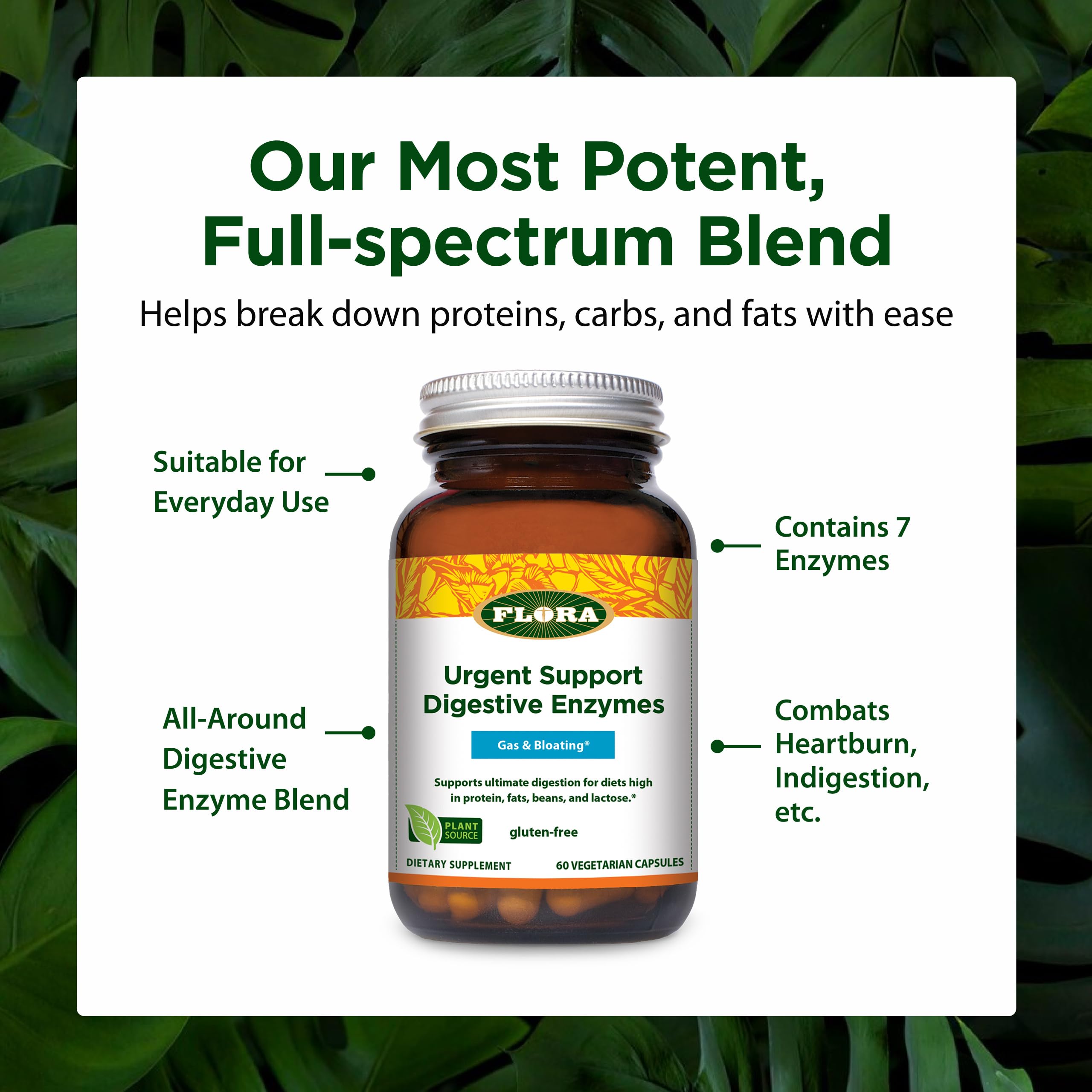 Close-up of Flora Advanced Adult Enzyme Blend capsule