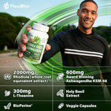 Close-up of FloraBliss vegan capsules in a hand