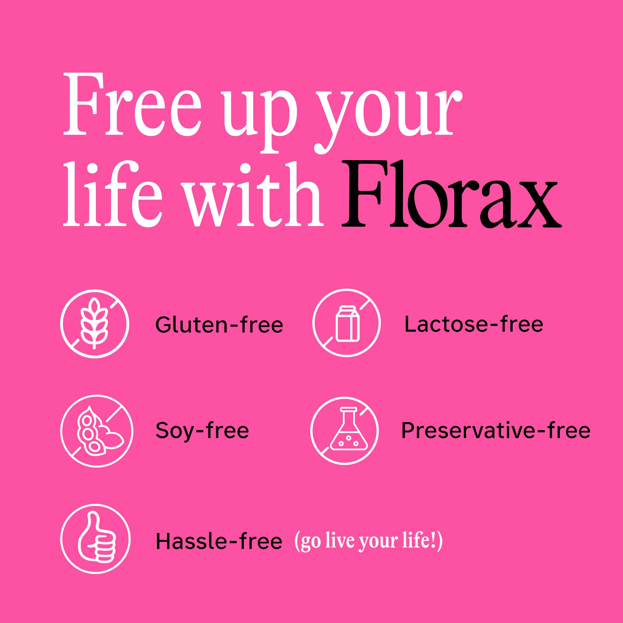 Close-up of Florax Liquid Probiotic Raspberry flavour vial