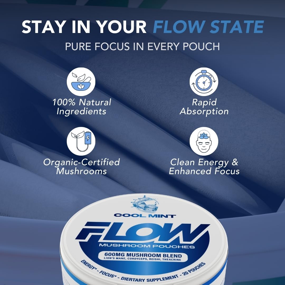 Close-up of Flow Pouches showing the mint flavour