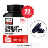 Close-up of Force Factor Blueberry Concentrate Softgels showing texture