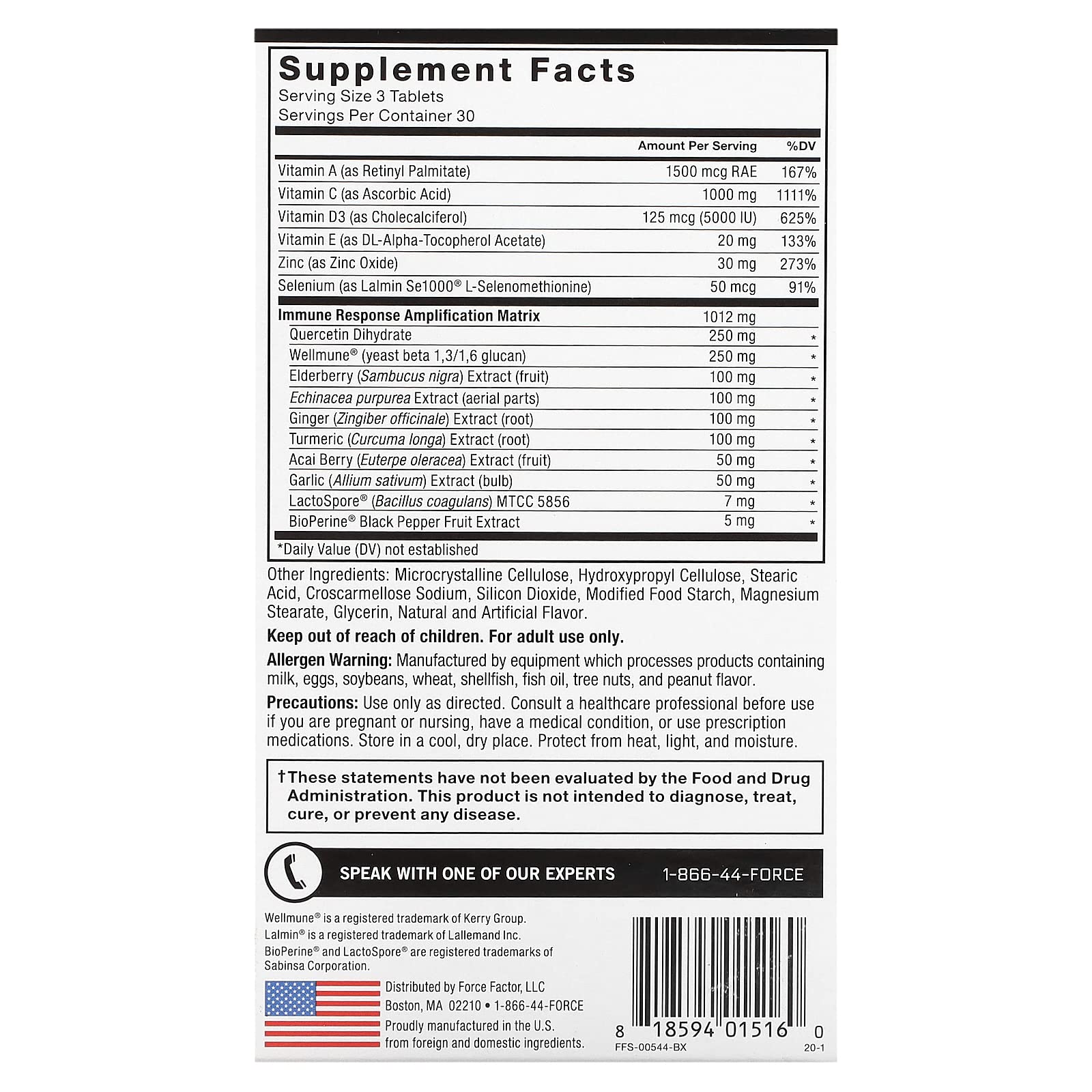 Close-up of Force Factor daily wellness Elderberry Supplement tablets
