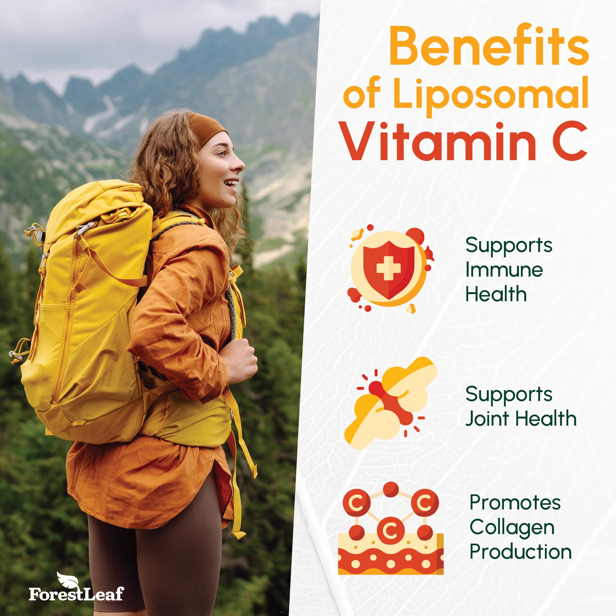 Close-up of ForestLeaf Liposomal Vitamin C capsules