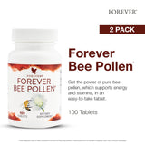 Close-up of Forever Living Products Bee Pollen and Honey Tablets packaging