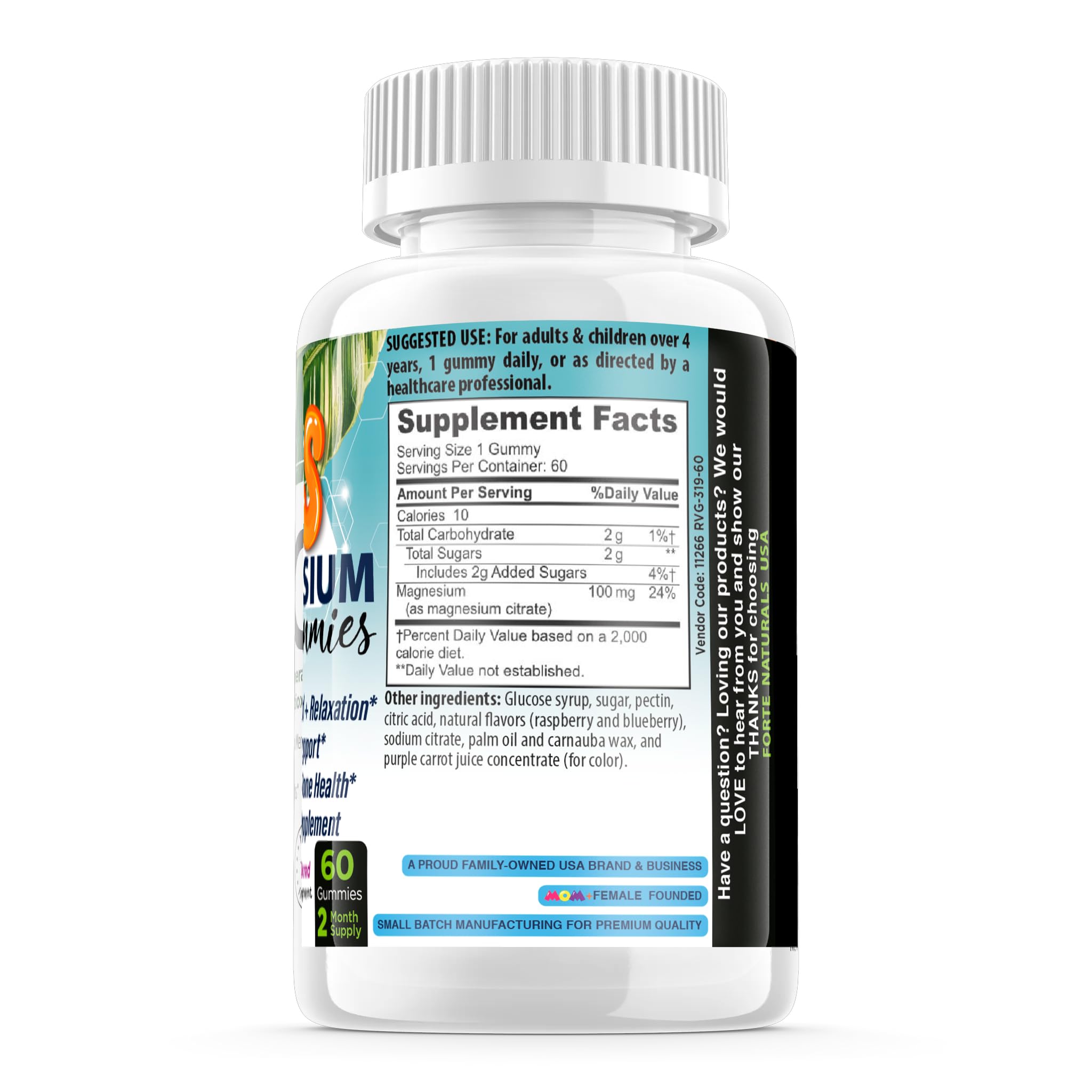 Close-up of FORTE NATURALS Kids Magnesium Gummies showing texture