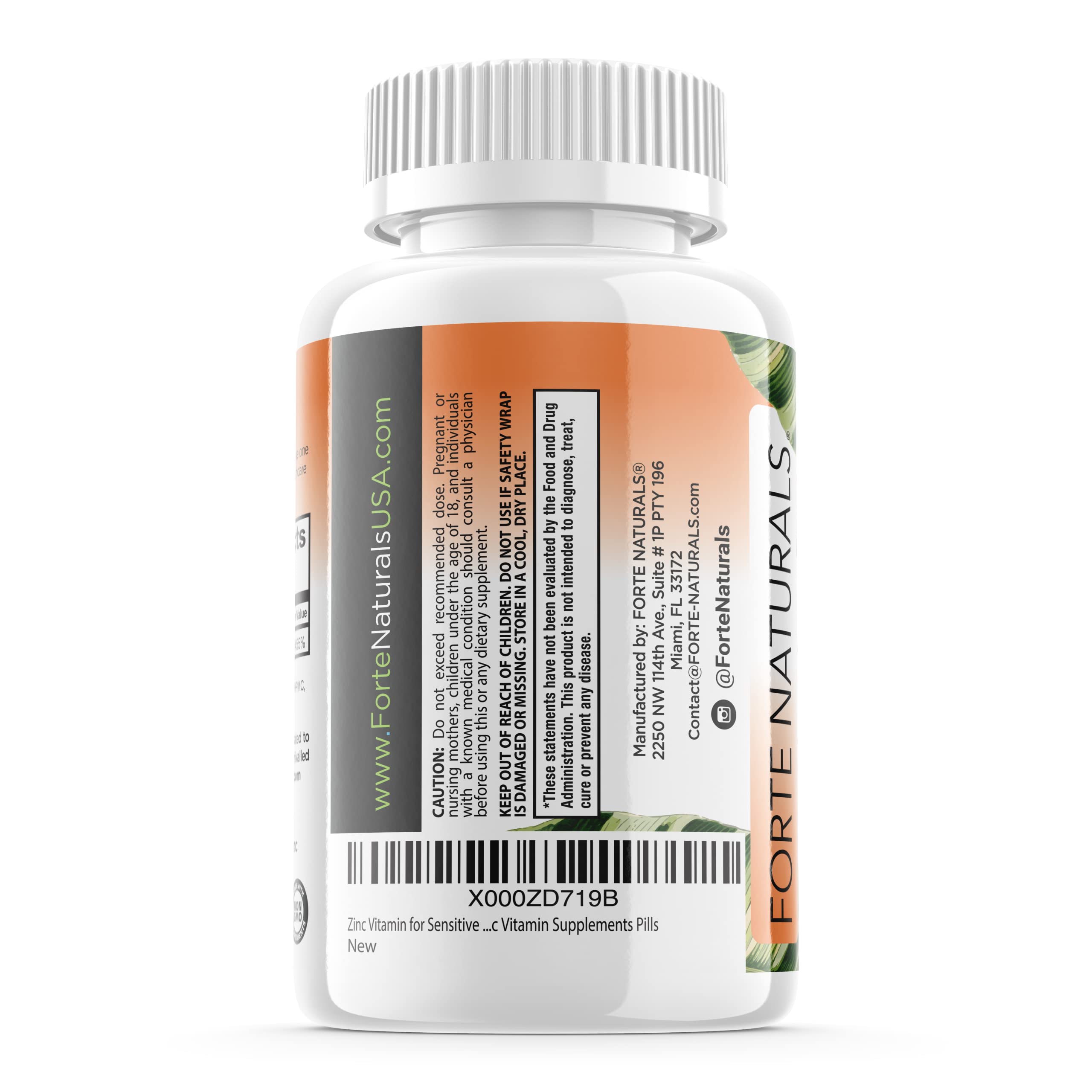Close-up of FORTE NATURALS Zinc 50mg Tablets