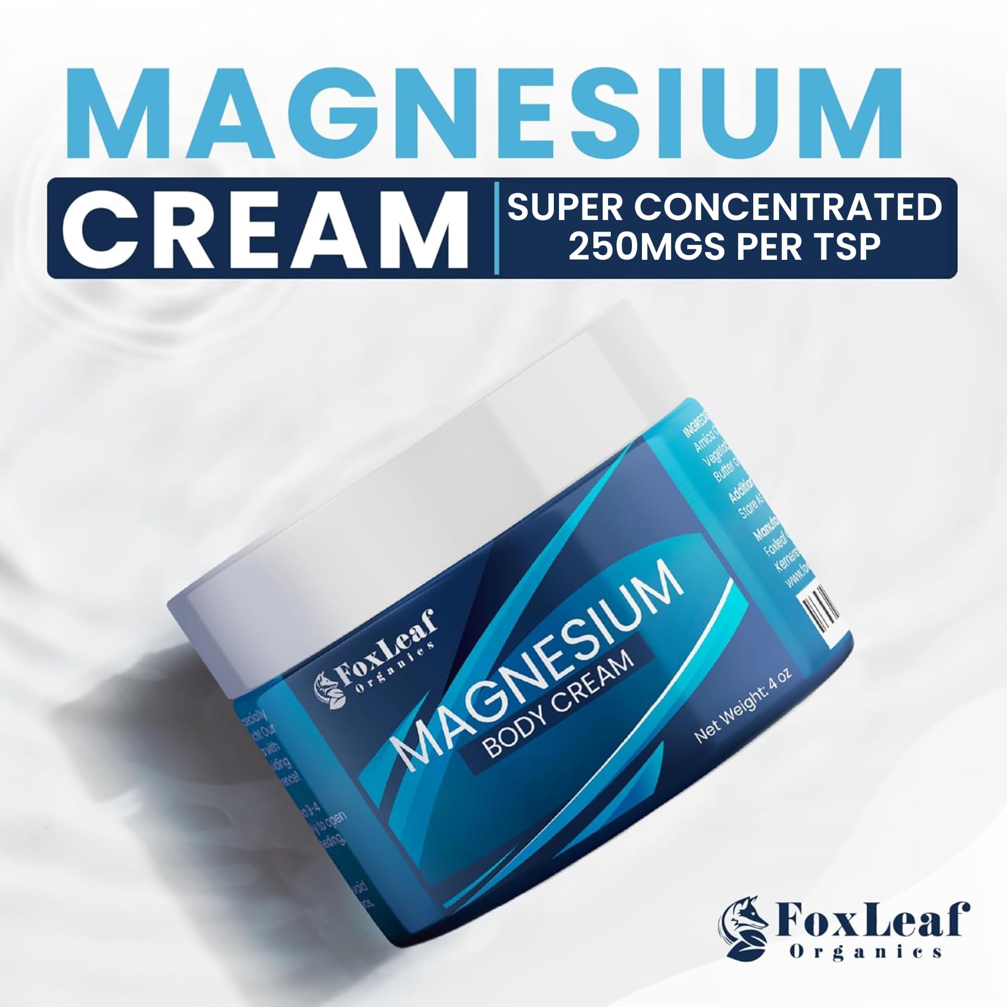 Close-up of FOXLEAF Magnesium Cream texture on hand