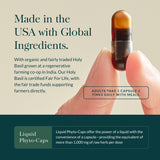 Close-up of Gaia Herbs Holy Basil capsules