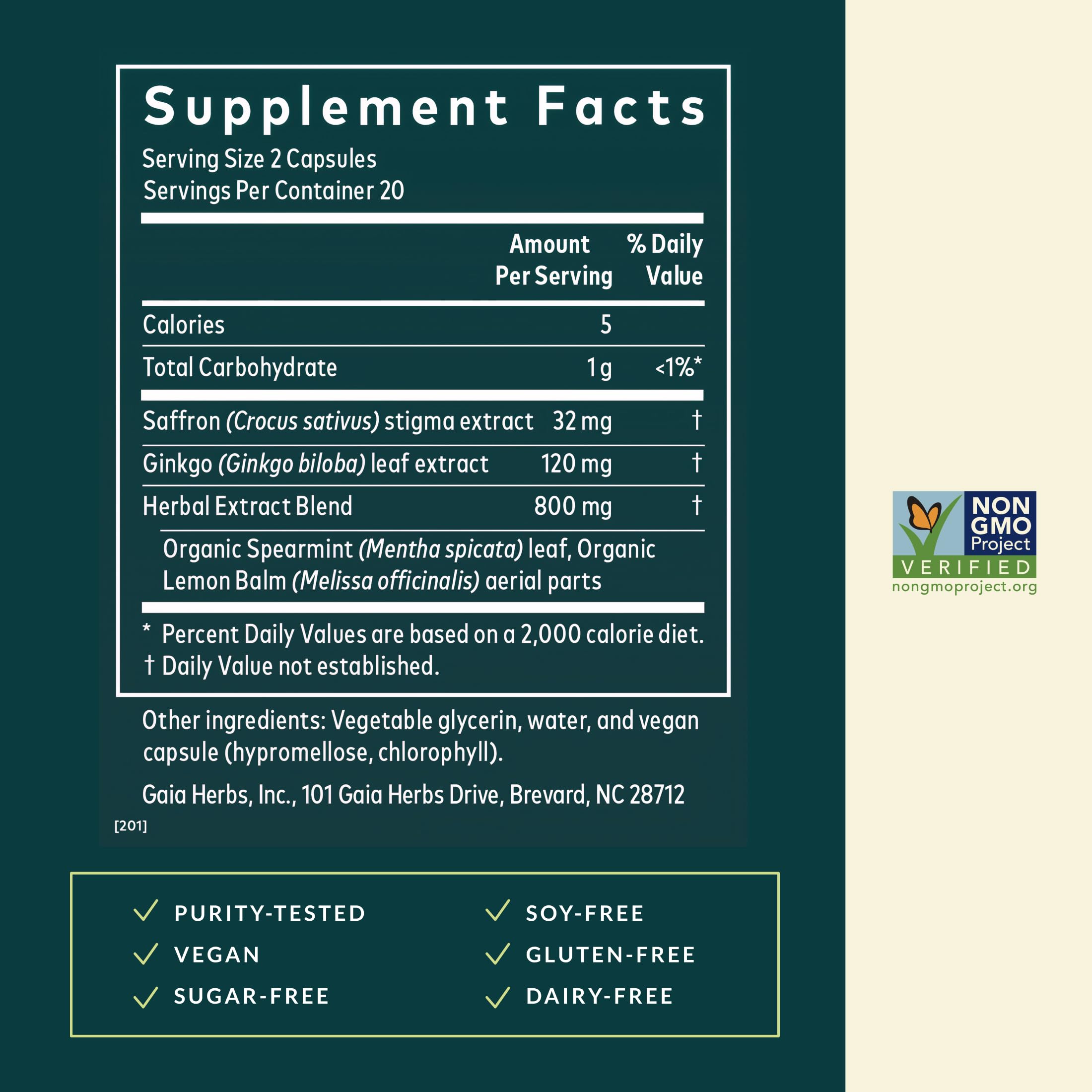 Close-up of Gaia Herbs Nootropic Focus capsule