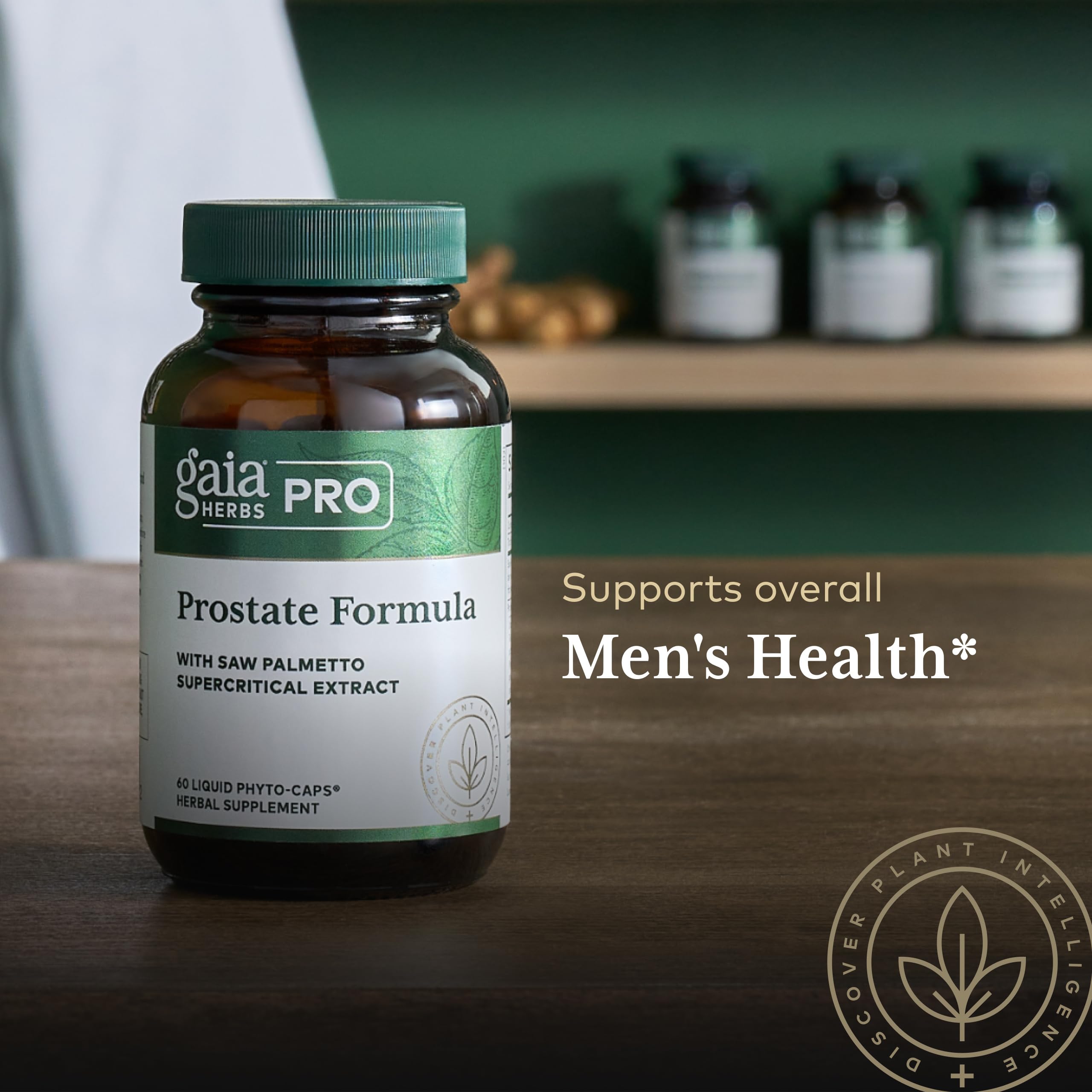 Close-up of Gaia Herbs PRO Saw Palmetto capsule