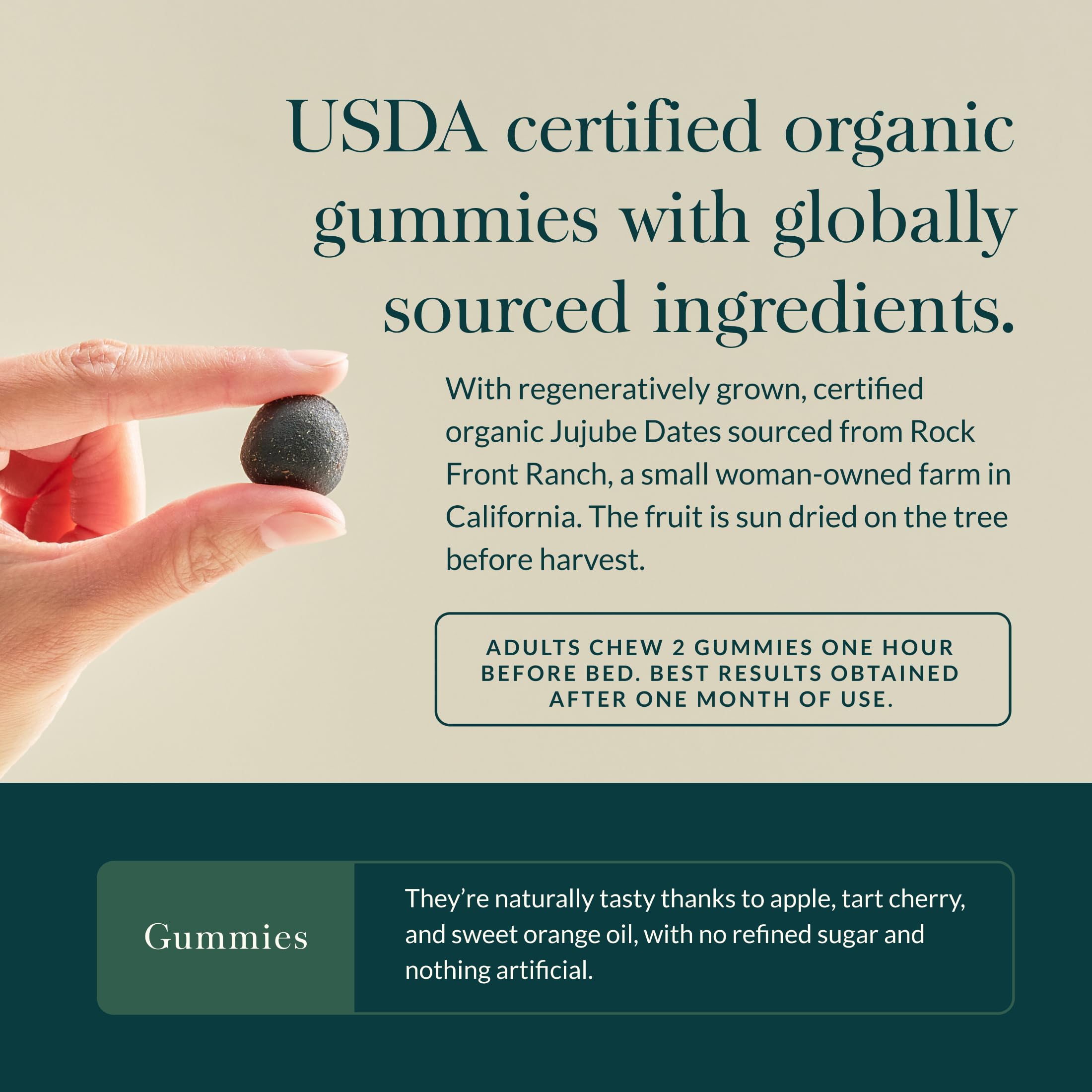 Close-up of Gaia Herbs Sleep Gummies with fruits