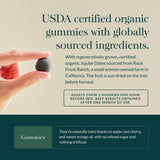 Close-up of Gaia Herbs Sleep Gummies with fruits