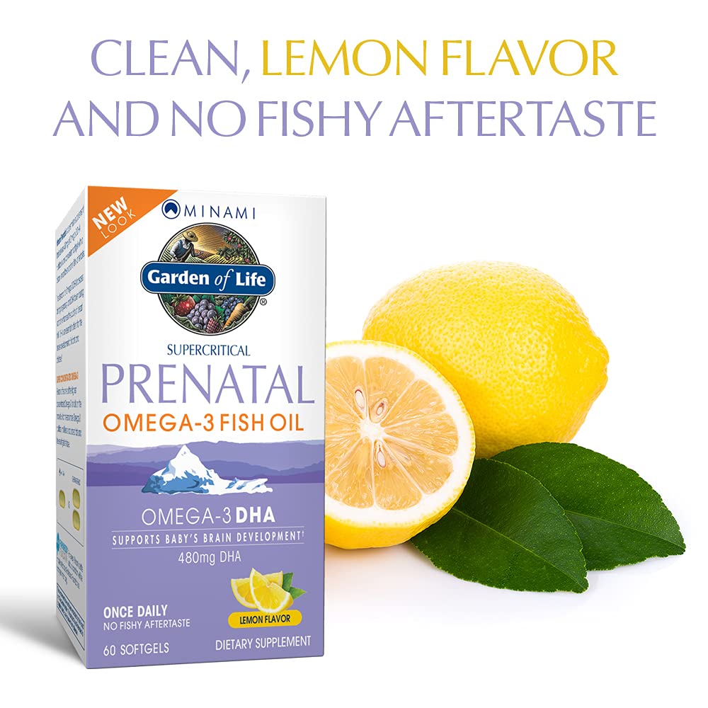 Close-up of Garden of Life Prenatal DHA Omega 3 Fish Oil softgel
