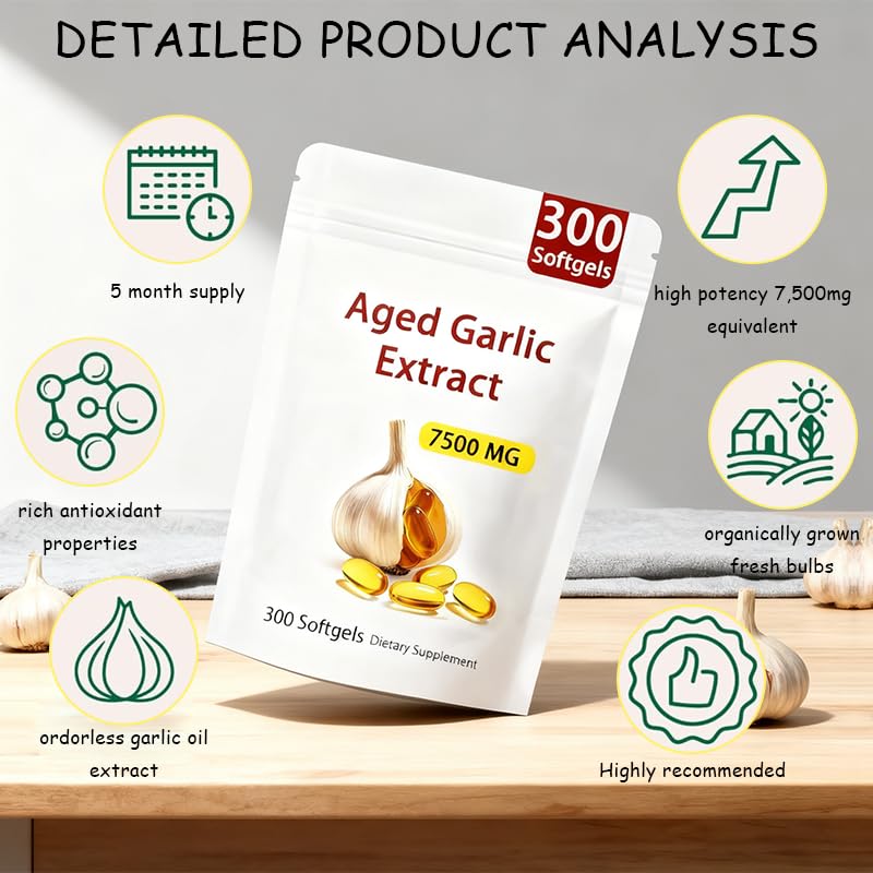 Close-up of Generic Aged Garlic Extract softgel capsule