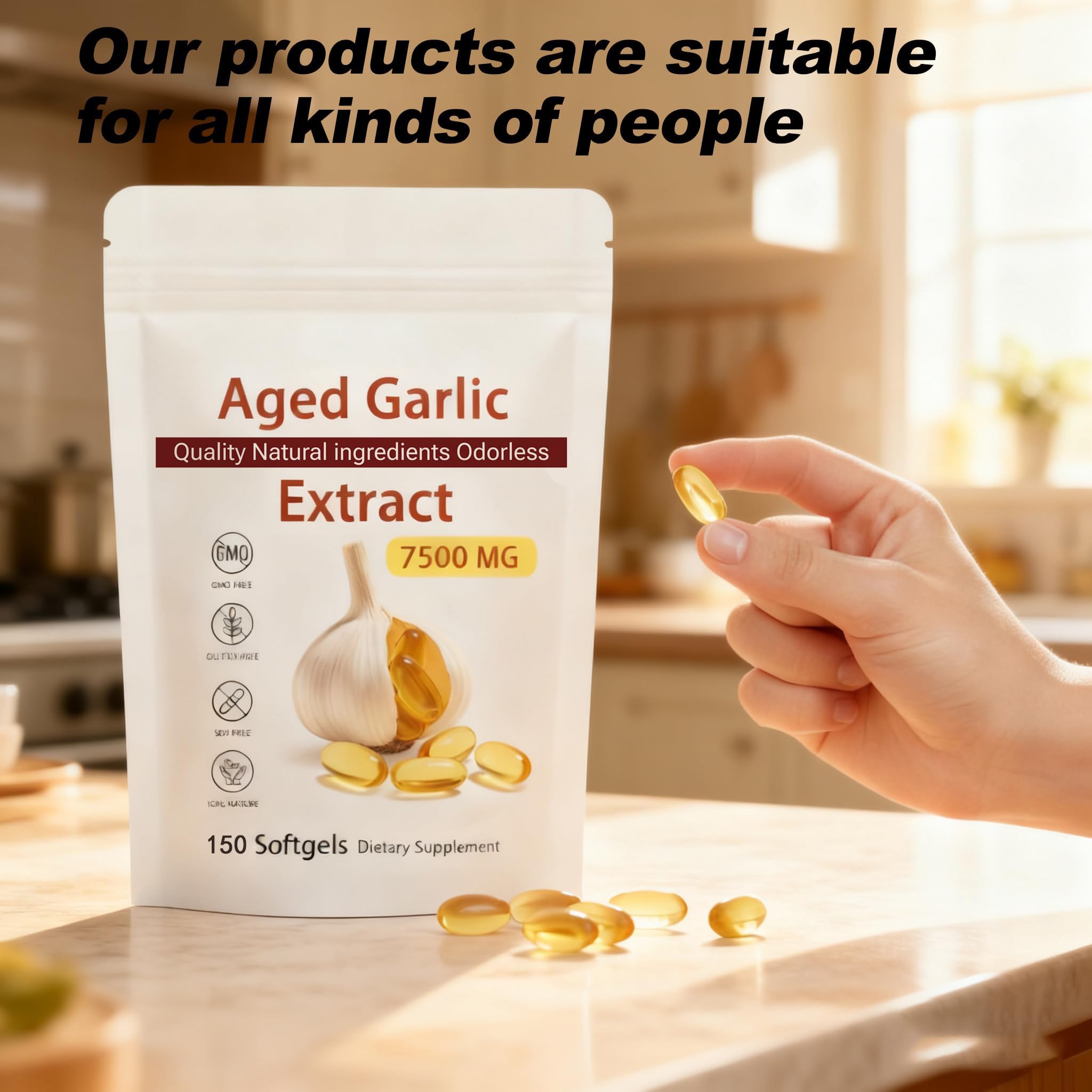 Close-up of Generic Aged Garlic Extract Softgels